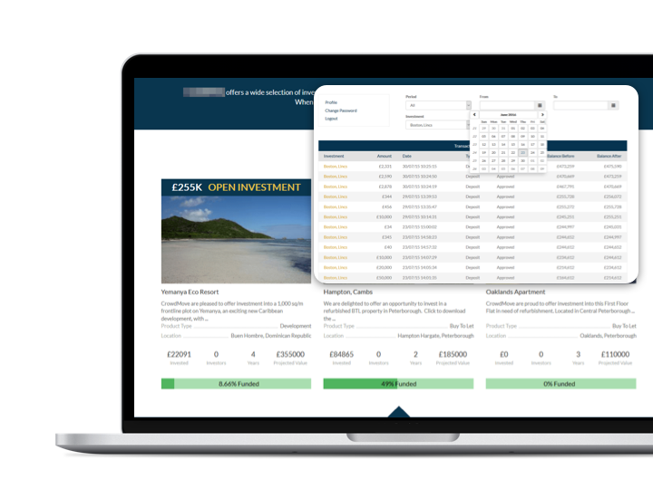 Real estate crowdfunding SaaS portal to collect investments