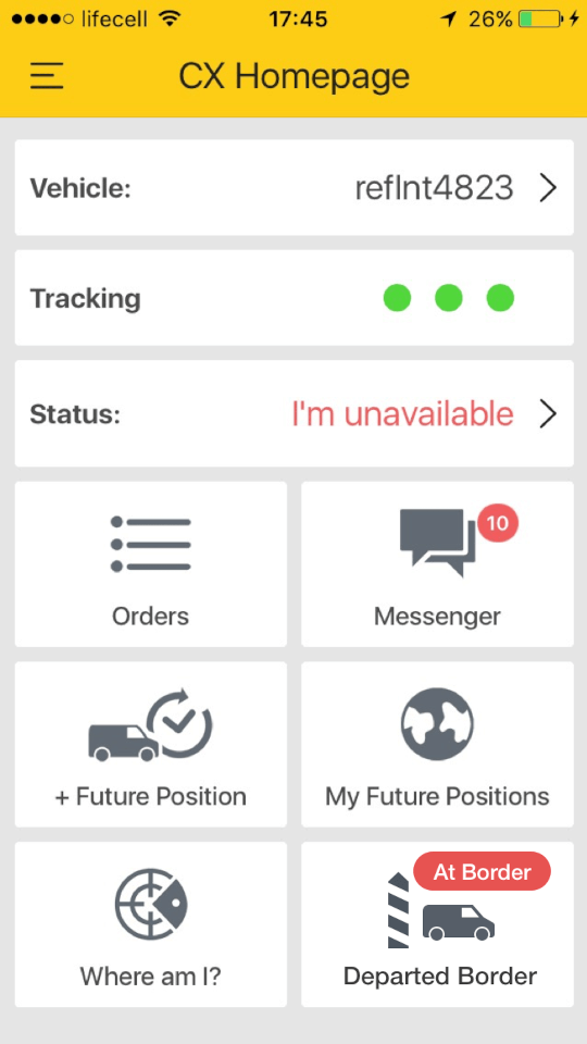 logistics mobile application, screen 3